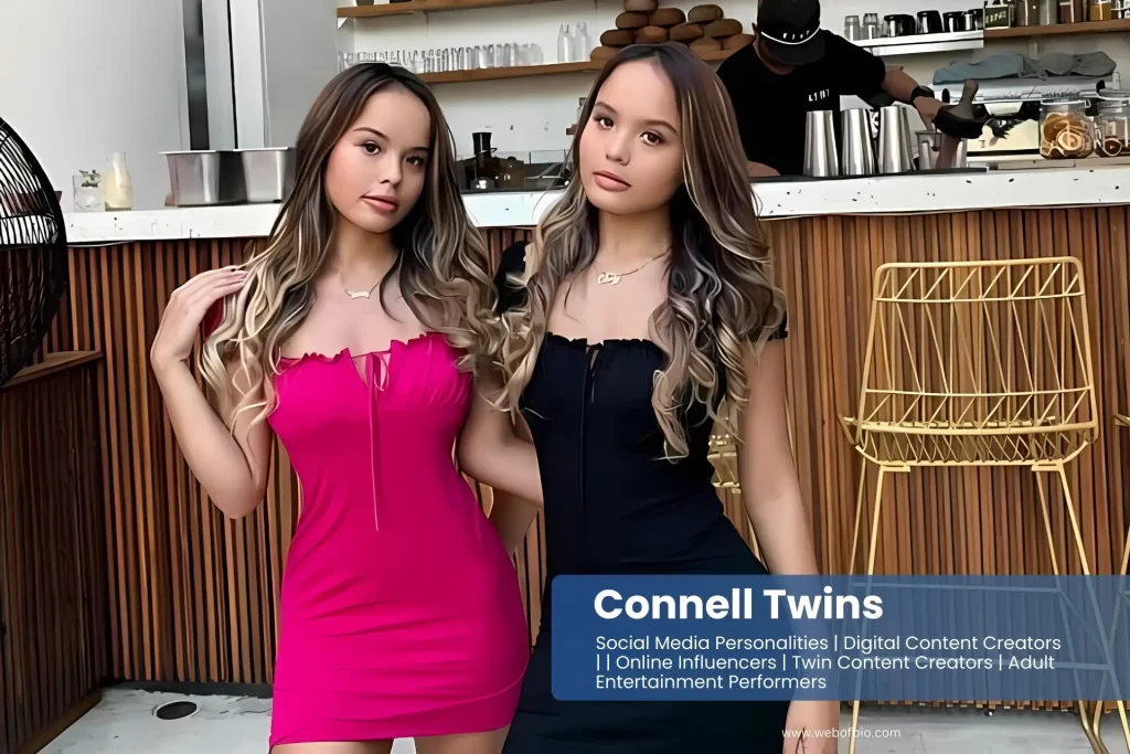 connell-twins in short dresses posing for the camera