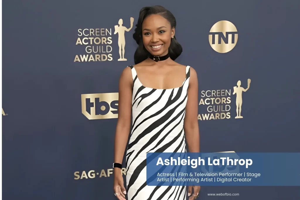 Ashleigh LaThrop in a zebra print dress at the screen actors guild awards.