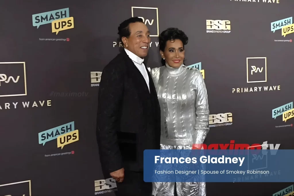 Frances Gladney and Smokey Robinson at the snl 40th anniversary red carpet