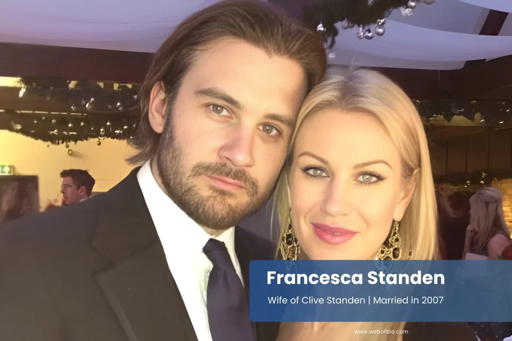 Francesca Standen and Clive Standen smiling in formal attire at event.