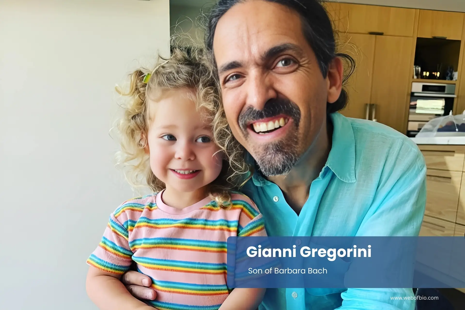 Gianni Gregorini and father Barbara Bach smile for the camera.