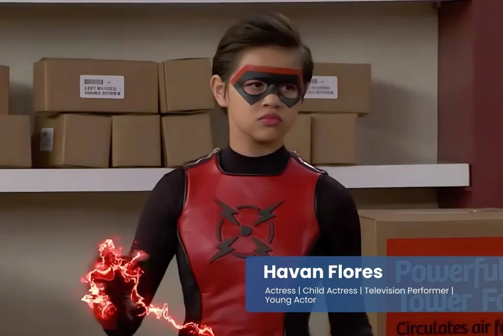 Havan Flores in a red and black costume.