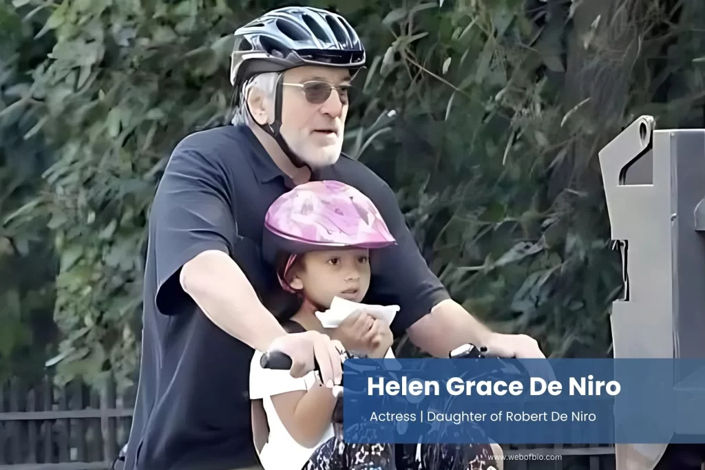 Helen Grace De Niro and her father Robert De Niro riding a bicycle together.
