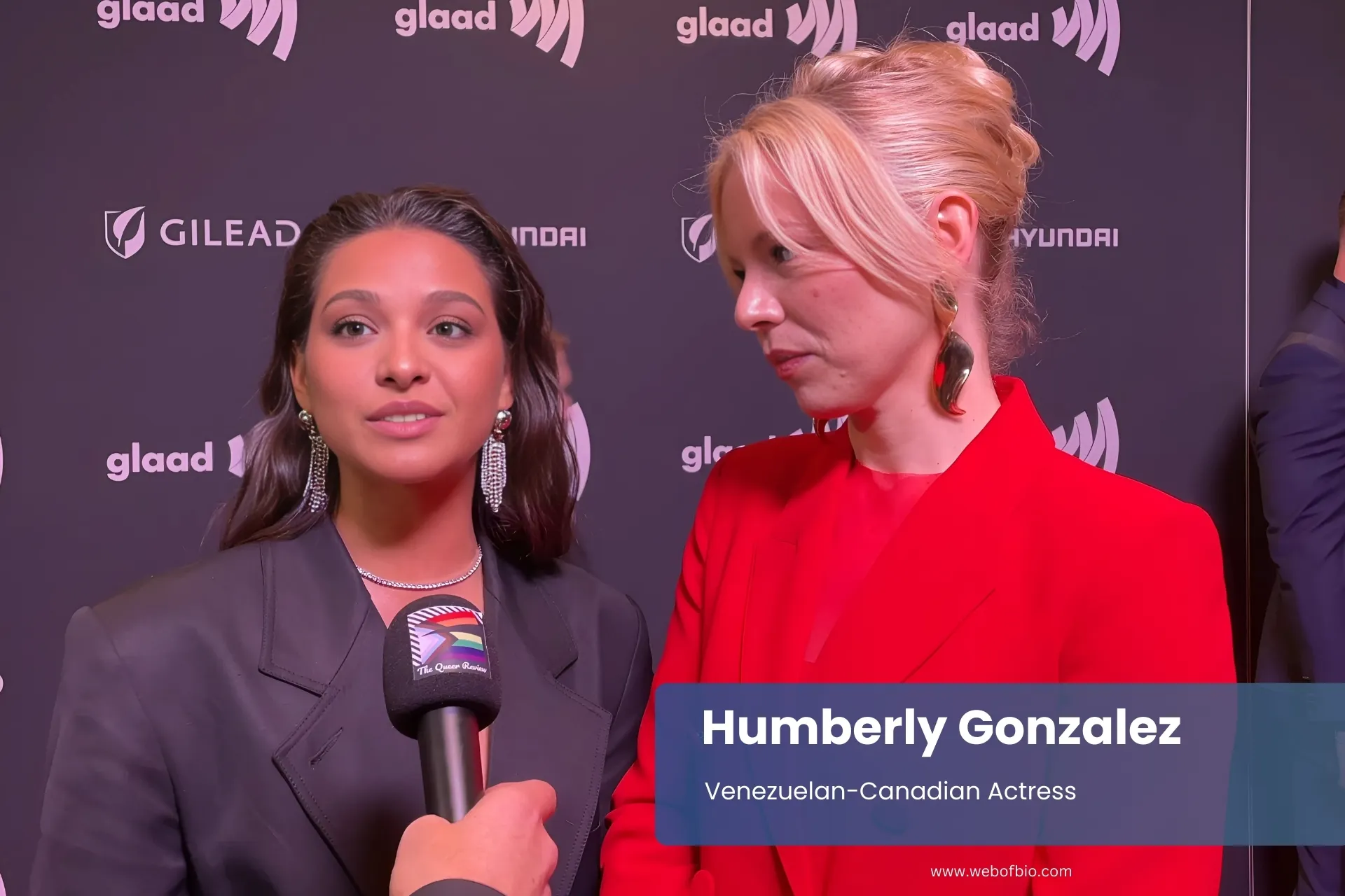Humberly Gonzalez interview on red carpet at event.