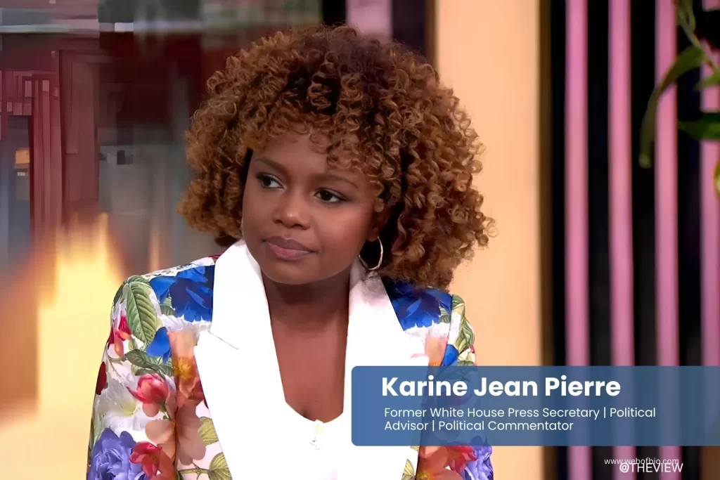 Karine Jean Pierre sitting on a couch.