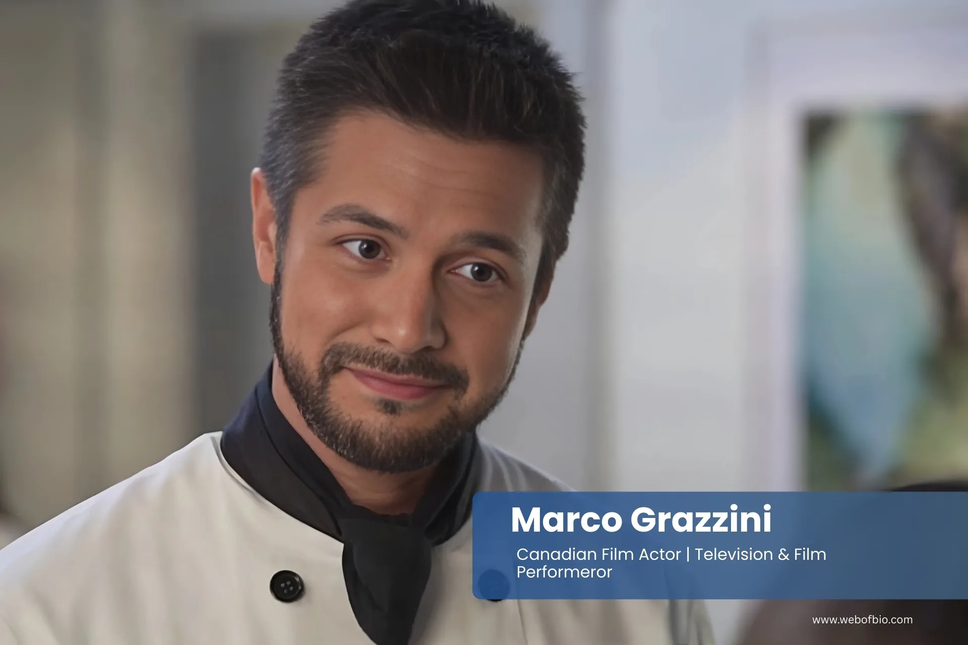 Marco Grazzini, in a chef's uniform, is looking at the camera.