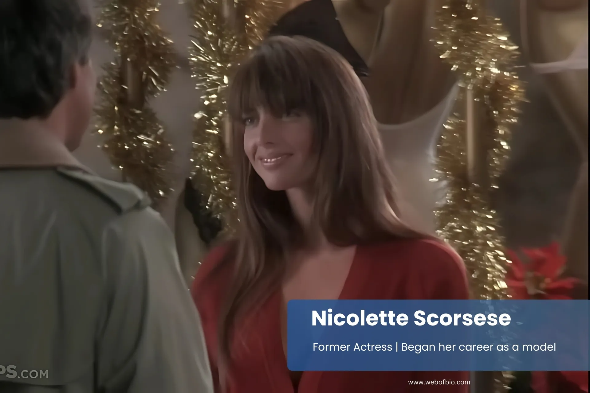 Nicolette Scorsese red dress film set.