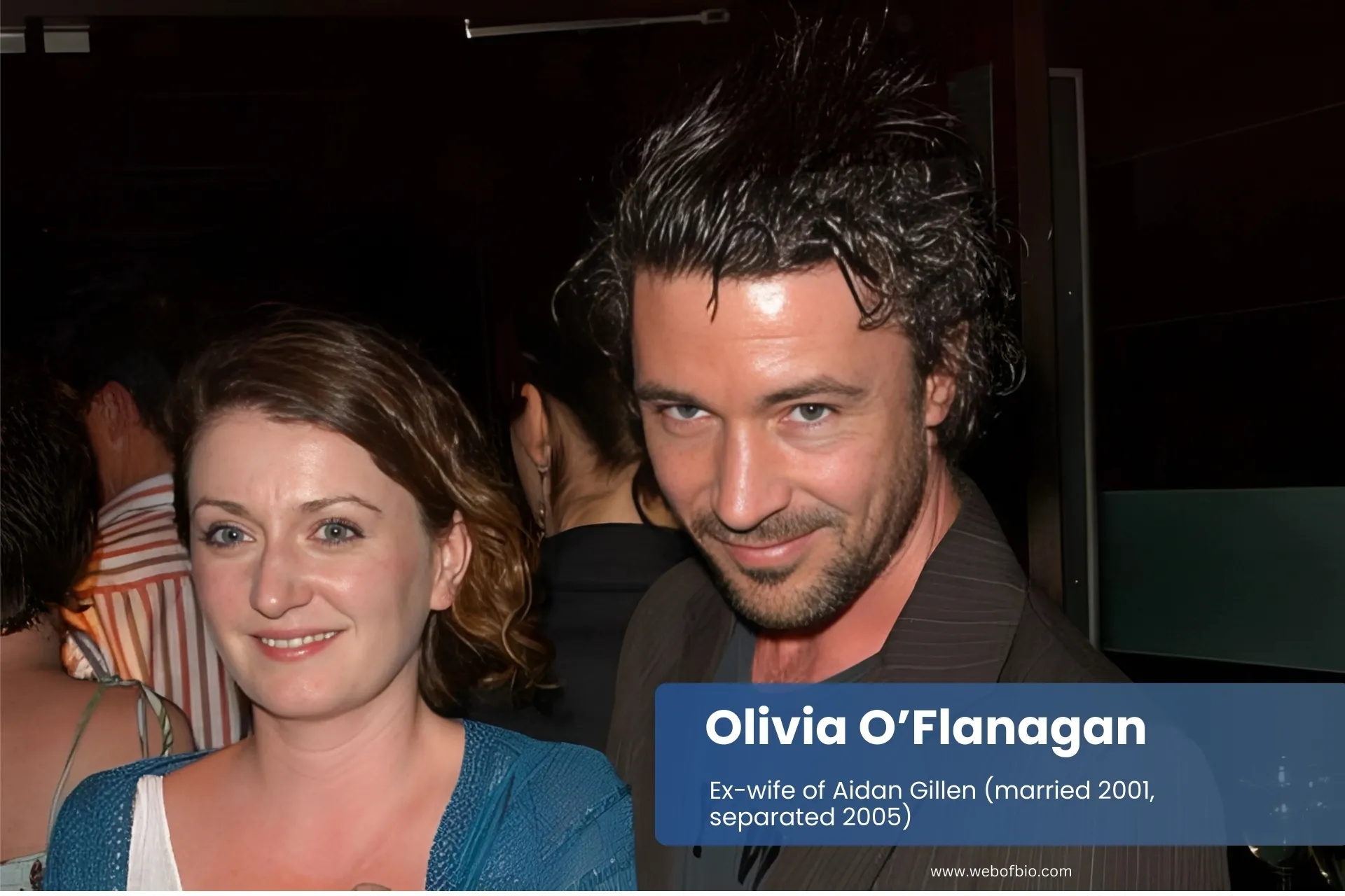 Olivia OFlanagan Aidan Gillen standing together party.