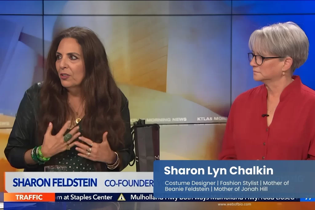 Sharon Lyn Chalkin on a news set.