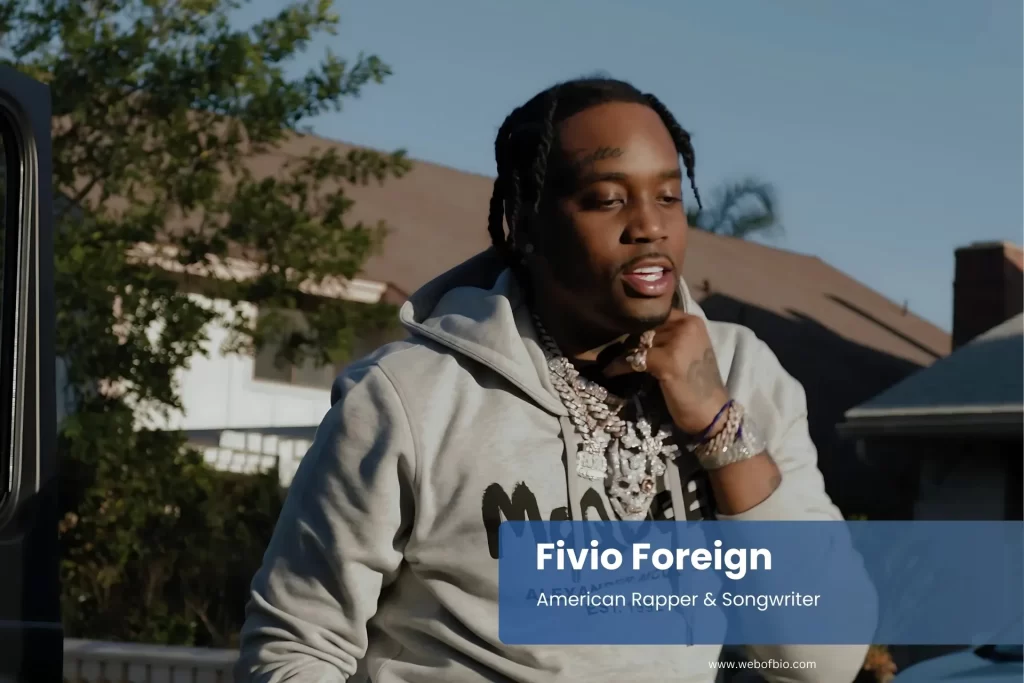 Fivio Foreign wearing hoodie.
