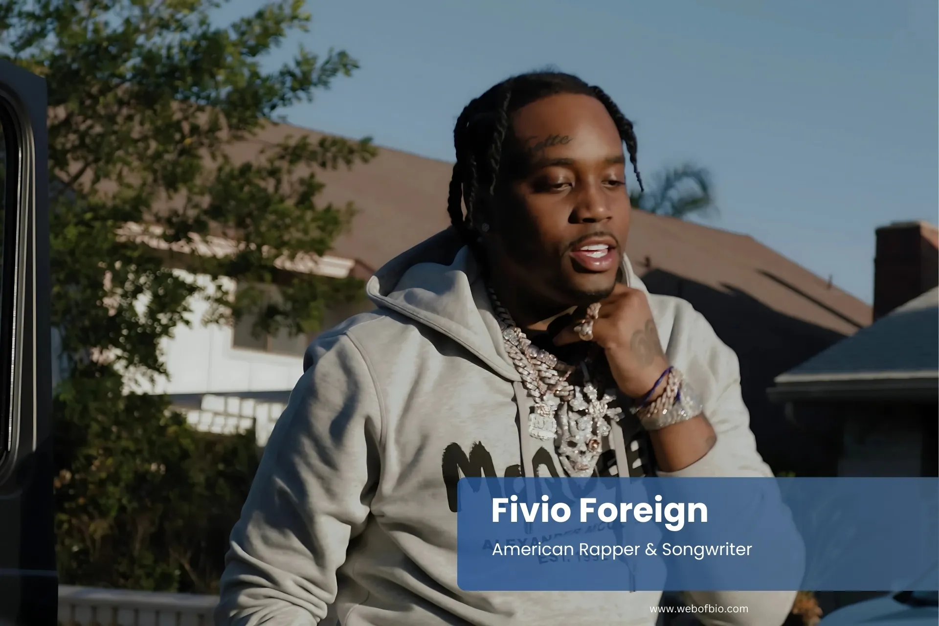 Fivio Foreign wearing hoodie.