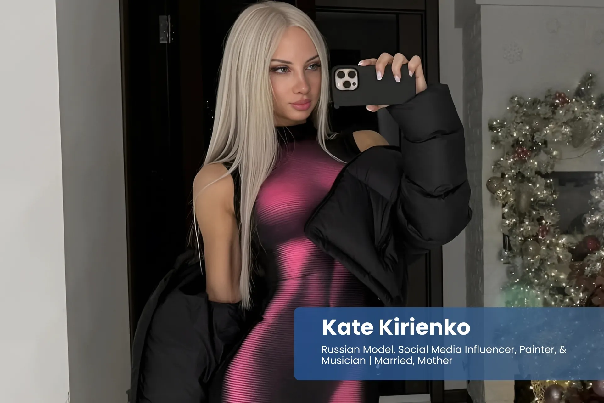 Kate Kirienko black dress selfie.