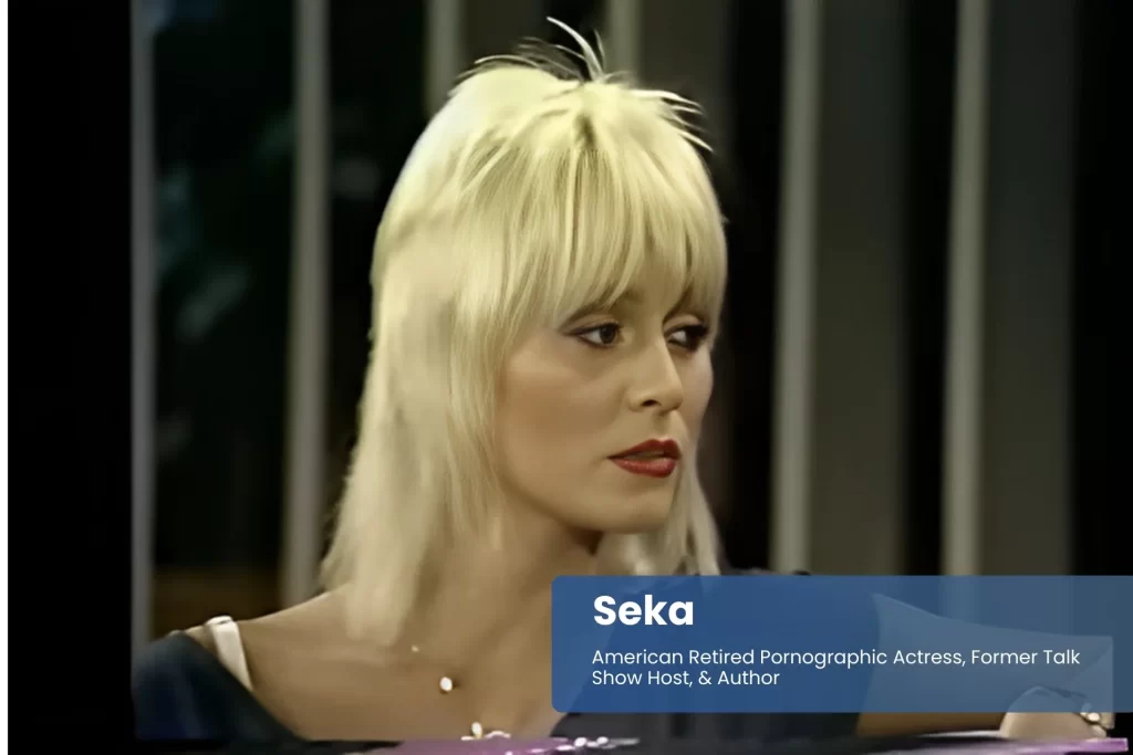 Seka with blonde hair on television broadcast.