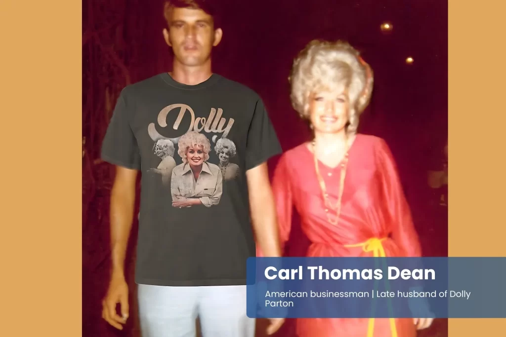 Carl Thomas Dean and Dolly Parton standing and smiling