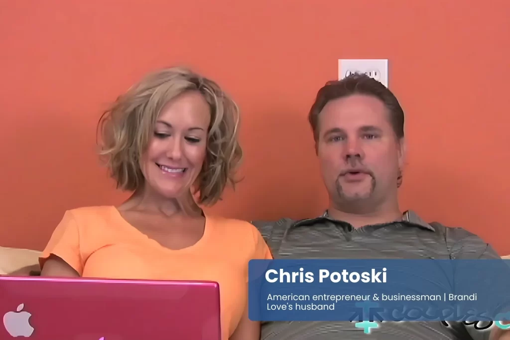 Chris Potoski and wife Brandi Love sitting on couch