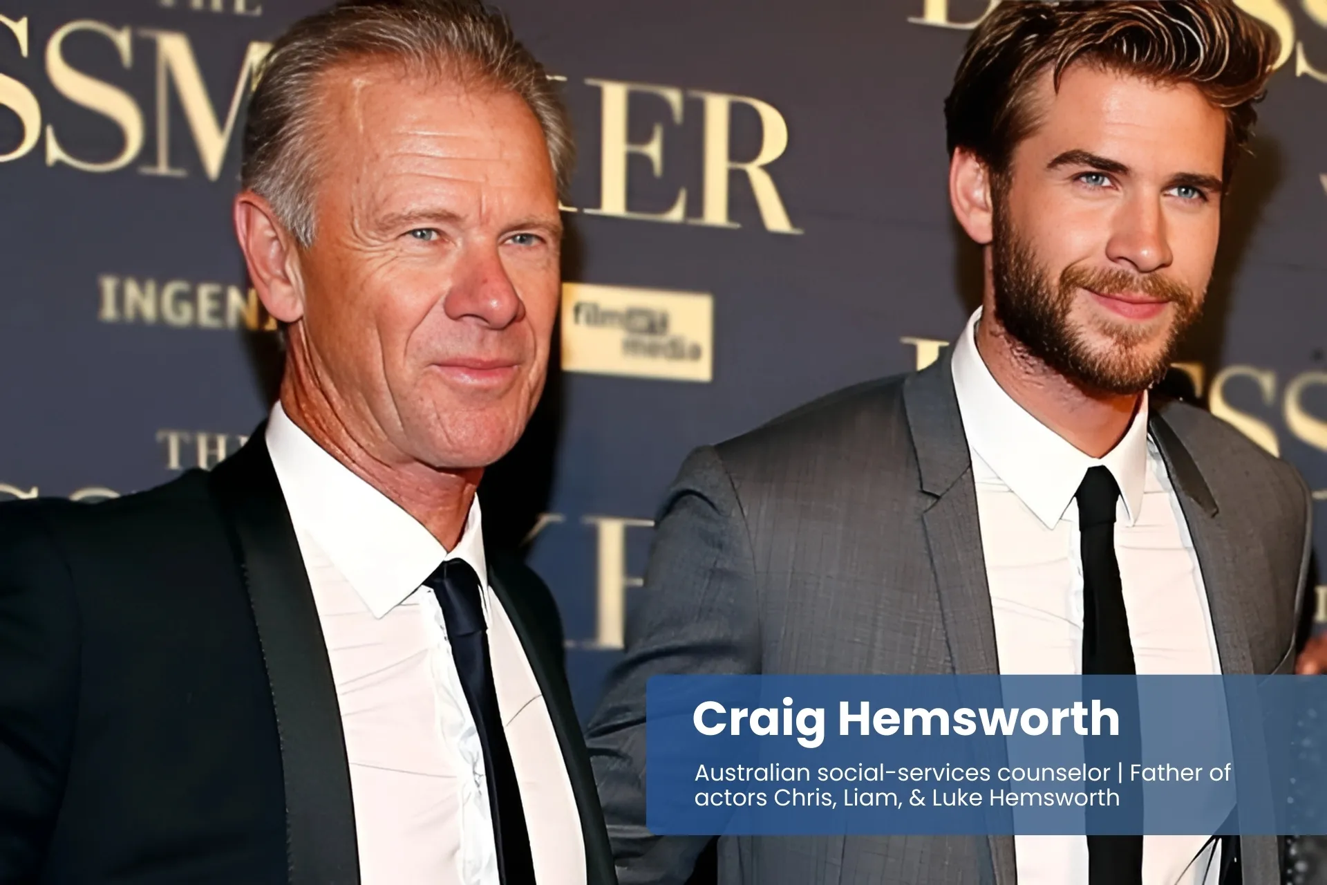 Craig and Chris Hemsworth in suits, standing and smiling