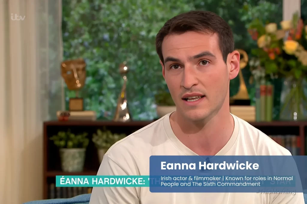 Eanna Hardwicke speaking to BBC reporter